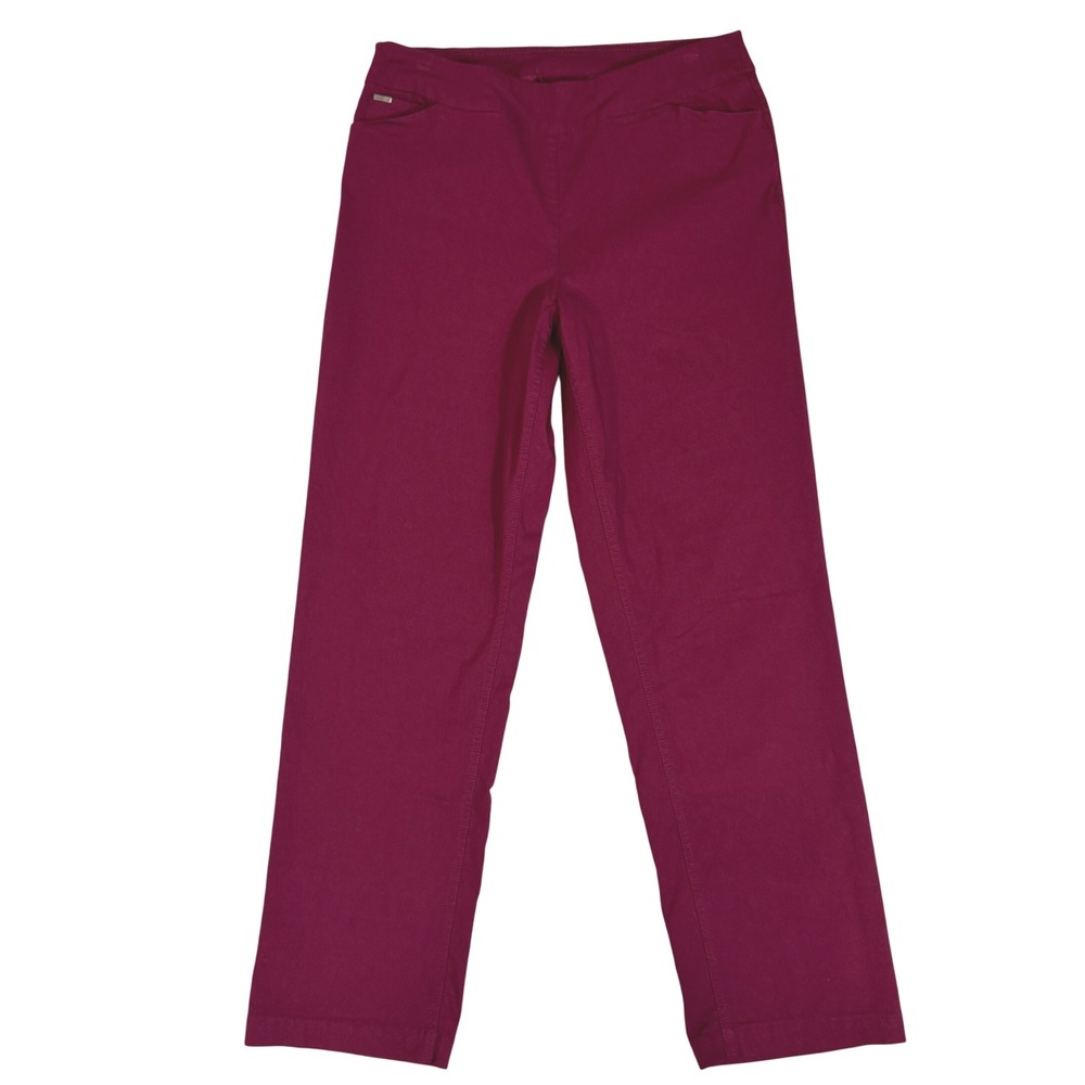 Slim-sation for Appleseeds Burgundy Pull On Straight Leg Stretch Pants Size 12